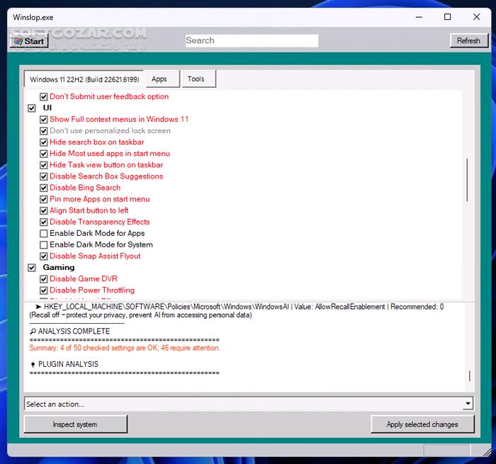 دانلود Winslop 0.50 - دانلود حذف اجزای غیرضروری ویندوز - سافت گذر