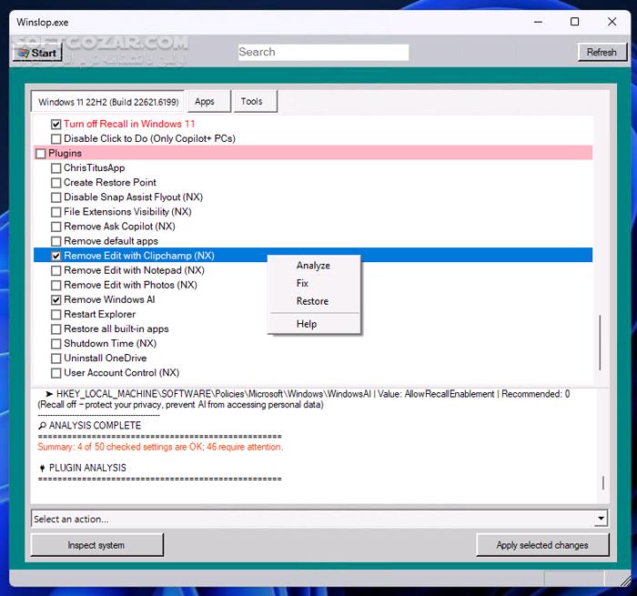 دانلود Winslop 0.50 - دانلود حذف اجزای غیرضروری ویندوز - سافت گذر