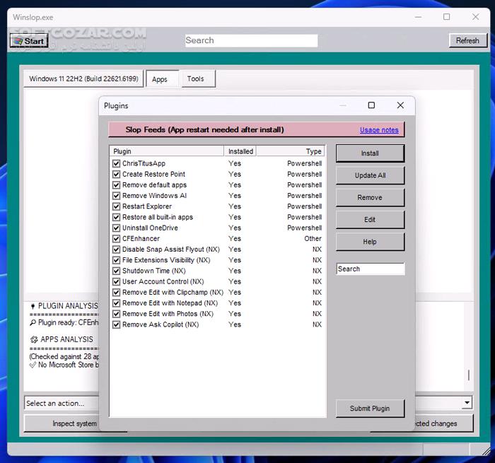 دانلود Winslop 0.50 - دانلود حذف اجزای غیرضروری ویندوز - سافت گذر