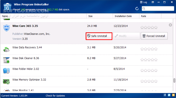 دانلود Wise Program Uninstaller 3.1.9.263 - دانلود حذف کامل نرم افزار ها وایز پروگرام آنیستالر - سافت گذر
