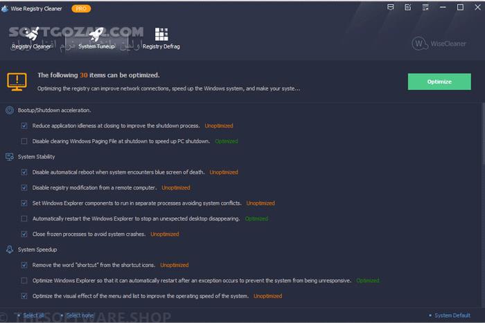 دانلود Wise Registry Cleaner Pro 11.1.7.722 - دانلود پاکسازی و بهینه سازی رجیستری ویندوز - سافت گذر