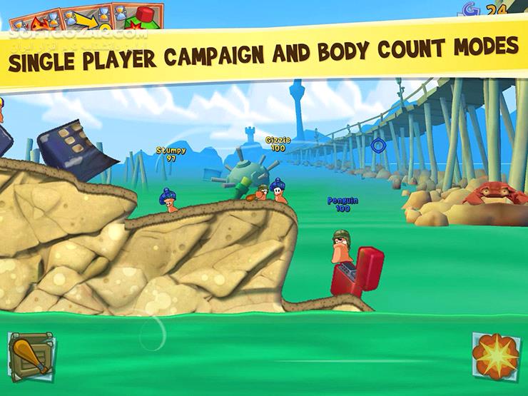 دانلود Worms 3 v2.06 / 4 v 1.0.432182182 Android +2.3 - دانلود بازی معروف و محبوب کرم ها نسخه 3 برای اندروید - سافت گذر