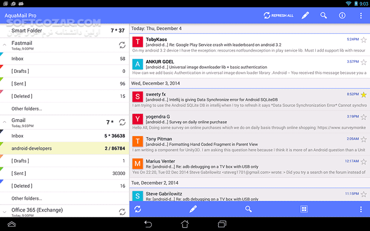 دانلود Aqua Mail Pro 1.55.0 for Android +5.0 - دانلود مدیریت ایمیل برای اندروید - سافت گذر