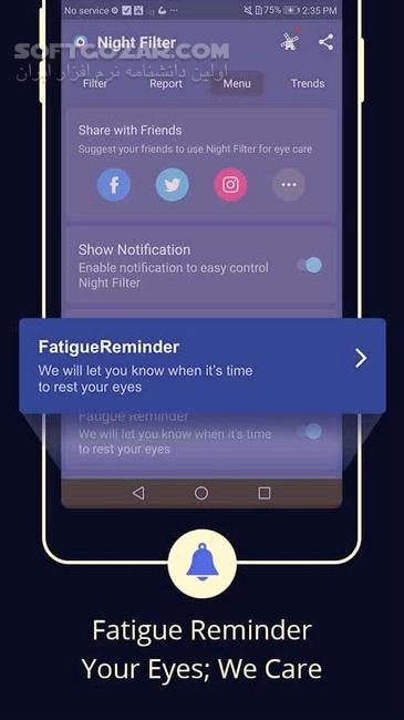دانلود Blue Light Filter–Screen Dimmer for Eye Care VIP 3.3.3.6 for Android +4.1 - دانلود فیلتر نور آبی برای اندروید - سافت گذر