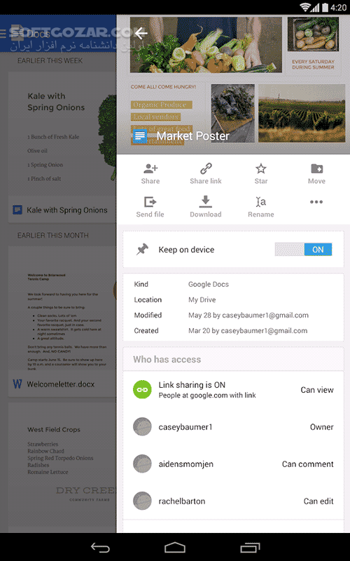 دانلود Google Docs 1.25.142.01.90 for Android +7.0 - دانلود نرم افزار ورد گوگل برای اندروید - سافت گذر