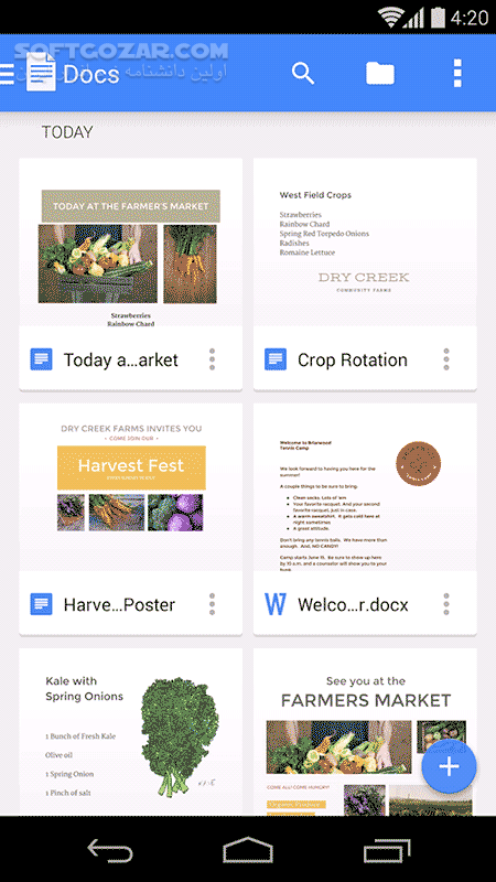 دانلود Google Docs 1.25.142.01.90 for Android +7.0 - دانلود نرم افزار ورد گوگل برای اندروید - سافت گذر
