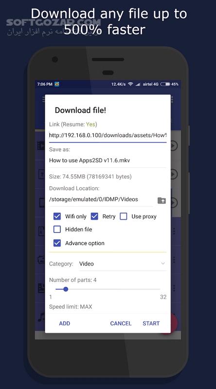 دانلود IDM+ 16.0 for Android +4.0 - دانلود آی دی ام پلاس برای اندروید - سافت گذر