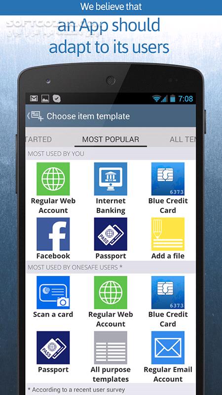 دانلود oneSafe 2.0.3 for Android +4.4 - دانلود مدیریت رمز های عبور و کارت های اعتباری برای اندروید - سافت گذر