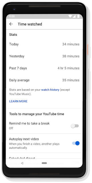 گوگل اپل اپلیکیشن یوتیوب Digital Wellbeing Time Watched اندروید iOS
