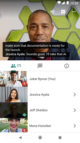 Hangouts Meet زیرنویس زنده گوگل Live Captions اندروید