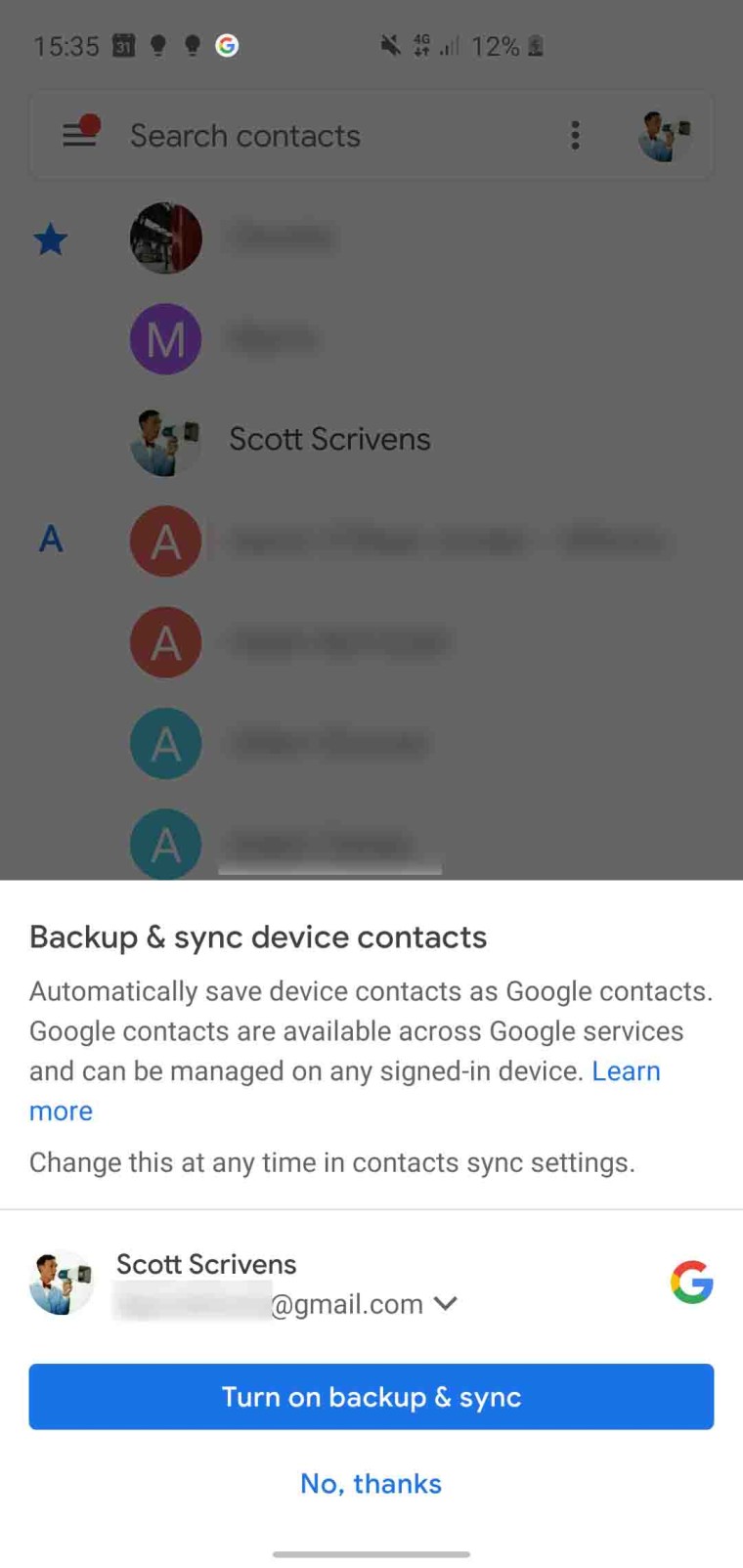 Google Contacts گوگل اندروید نرم افزار مخاطبان گوگل سیستم عامل