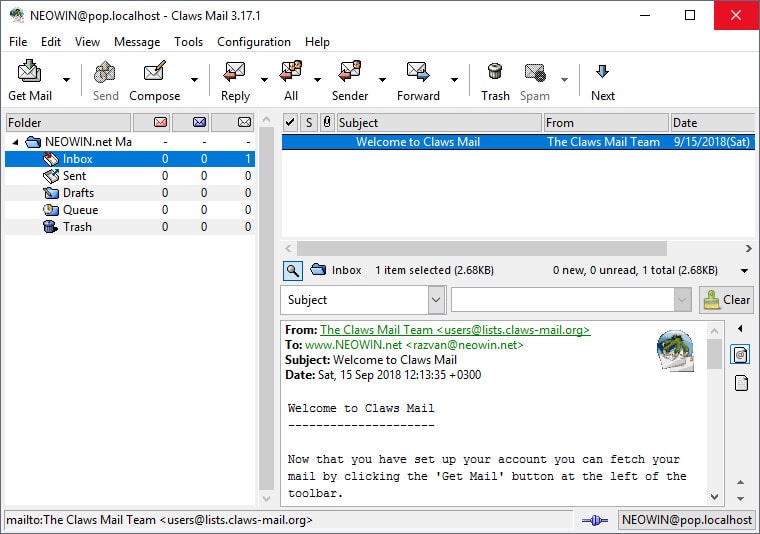 گیرنده ایمیل Claws Mail قدرتمند، سبک و قابل اعتماد