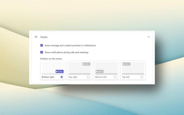 امکان شخصی سازی مکان اعلانها در Microsoft Teams